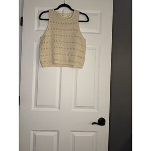 Levis Superbloom Crochet Sweater Knit Tank Top Medium Beige